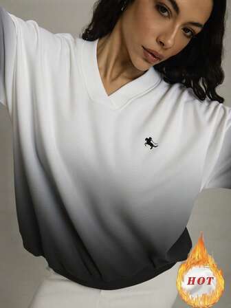 女式纯色超大落肩卫衣，长袖上衣毕业，返校服装，毕业，女士教师服装，返校