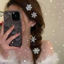 10个/套圣诞雪花发夹，发饰，金属鳄鱼夹，适合长发、浓密头发的女性和公主，冬季圣诞发夹，圣诞派对礼物 - 彩色 - 查看 3