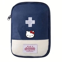 Sanrio 1 pieza Botiquín de primeros auxilios extra grande portátil de Sanrio Hello Kitty - Bolsa de transporte de tela Oxford duradera, diseño plegable con bolsa impermeable, almacenamiento con tema rojo y blanco para el hogar, la oficina y los viajes, artículo de viaje imprescindible, regalo de Navidad