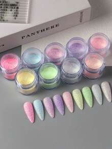 9色珠光糖指甲粉激光糖果美甲闪粉婚礼颜料粉毛衣雪花冬季圣诞节美甲饰品情人节装饰美甲用品 - 彩色 - 查看 10