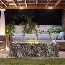 Protector de viento de vidrio para mesa de fogata rectangular de 31 x 12,5 x 6,5 pulgadas, panel de vidrio templado resistente de 0,31 pulgadas de espesor con soporte de esquina de aluminio duro y patas de goma, fácil de ensamblar - Rectángulo 31*12*6 pulgadas - Ver 9