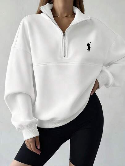 بلوزة رياضية كاجوال بطراز أمريكي فضفاضة وضيقة للنساء بطبعة الحصان نصف مفتوحة بأكمام طويلة، مناسبة للسفر وتجمعات الأصدقاء والحفلات والتسوق والتصوير الشارعي والرياضة والرقص واللياقة البدنية والارتداء اليومي