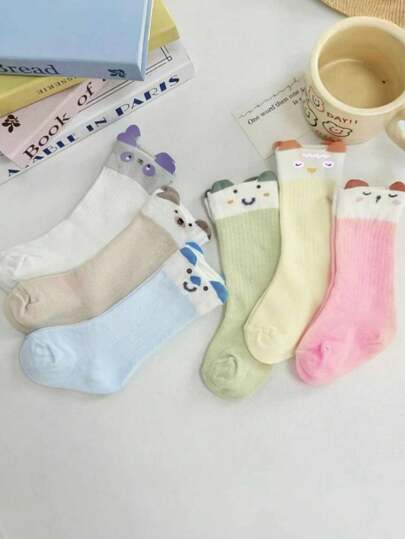 6 Paar weiche, knochenlose, süße Socken für Neugeborene, Herbst/Winter