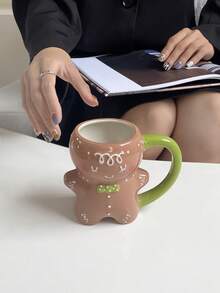 1pc 320ml Cute Gingerbread Man Shaped Ceramic Mug, Adorable Cartoon Christmas Coffee Cup, Milk Cup, Suitable For Breakfast Cup, Latte Cup, Christmas Gift, Couple Cup Back To School - Multicolor - View 12