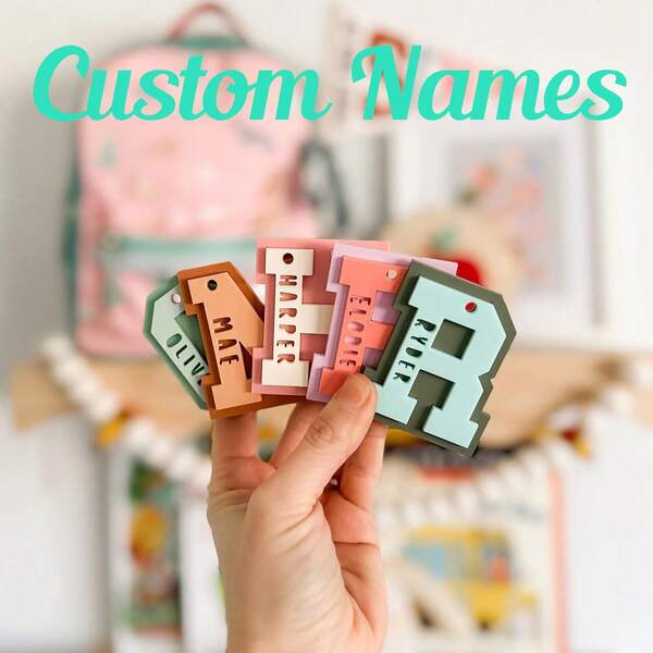 University Letter Tag Bag Labels, Acrylic Bag Tags, Keychains, Backpack Tags, Luggage Tags, Children's Tags, Diaper Bag Tags, Custom Tags, Acrylic Bag Tags, Children's Name Tags, Lunchbox Tags, Tags, Keychains, Children's Keychains, Vintage Keychains, University Tags, Custom Acrylic Bag Tags: Personalized Children's Name Keychains, Acrylic Bag Tags,