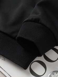 1 áo hoodie nam dáng casual cổ kéo khóa nửa thân, thời trang và đa năng, thích hợp cho mùa thu/đông. - màu đen - Xem 3