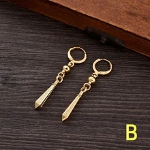 1 Pair Golden Color Elegant Small Cute Earrings, Leaf/Tree/Geometric Design, Suitable For Women, Graceful European & American Style, African Arabian Daily, Party, Birthday, Wedding, Jewelry Gift