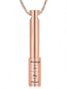 nuevo-2025Yinplsmemory - Collar de urna de barra cilíndrica para cenizas, collar personalizado de cenizas, collar de recuerdo de un ser querido - Oro rosa - Ver 13