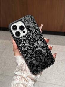 Ốp điện thoại acrylic bóng, họa tiết ren đen chuyển sắc, tương thích với Samsung S24/S25/S23 dòng S và A55/A15/A15, cũng tương thích với iPhone 16 Pro Max, 14, 13, 12, 11 Pro Max, XS Max, X, XR, 8, 7, Plus, 15, 13 Pro Max, 16, 14 Plus, 11. Thích hợp làm quà sinh nhật, quà cho bạn gái, bạn trai hoặc sử dụng cá nhân. - màu đen - Xem 3