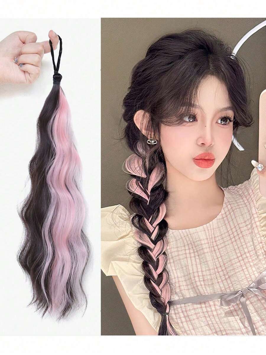 Hair Extensions For Girls Ponytail Extensions Highlighted Hair Bundles Can Be Braided And Colorful Braided Hair Extensions Suitable For Daily Use
