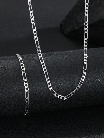 1 Set Men's Bracelet + Necklace Set, 5MM Figaro Chain, Suitable Accessory For Clothing, Gift For Boyfriend To Create Surprise