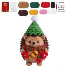 一套圣诞钩针编织入门套装，成人钩针编织入门套装，附带分步文字教程，刺猬DIY编织套装，可爱有趣的家居装饰品，生日、情人节、万圣节和圣诞节礼物 - 彩色 - 查看 8