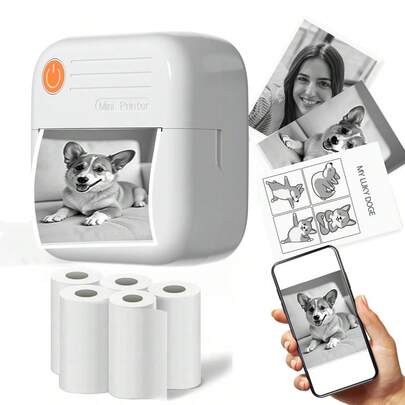 Thermal Mini Printer, Portable Inkless Machine, Used For Notes,Diaries DIY,Gifts,Learning Graphics,Anatomical Charts,Photos