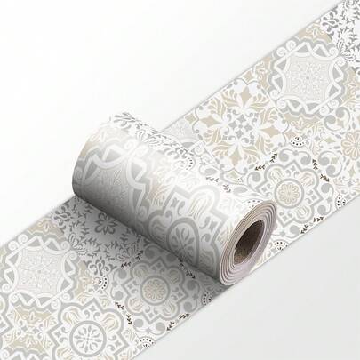 1 pieza Adhesivo removible para cocina, Calcomanía de pared con patrón floral elegante, Papel tapiz, Adhesivo para azulejos para decoración del hogar, cocina, sala de estar, baño, dormitorio, oficina