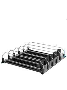 Drink Organizer For Fridge, Soda Can Organizer Dispenser For Refrigerator With Automatic Pusher Glide, Width Adjustable Clear Dividers Can Holder