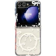 Magnetic For Samsung Galaxy Z Flip 3/4/5/6/7 Fold 3/4/5/6/7 Case, Bow Case Compatible With MagSafe, Wireless Slim Clear Ribbon Aesthetic Phone Cover Anti-Yellowing Shockproof Protective Cover For Women Girl/Christmas - 清澈的白色 - 查看 4