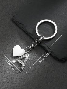 1pc Fashionable European And American Unisex Stylish High-Grade Letter Shape Hollow Out Rhinestone Decor Metal Keychain Bag Charm Car Accessories School Cute Goth Y2k - Silver - View 35