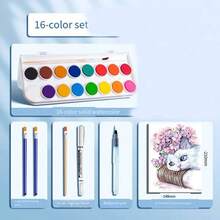 Set Cat Air Padat 12/21/36/48 Warna, Cat Gouache Bentuk Kue untuk Lukisan Seni Siswa, Perlengkapan Sekolah. - MultiWarna - View 13