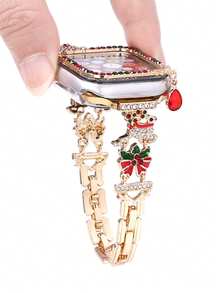 1pc Christmas Element Smart Watch Band, Fits 20mm/22mm Watch Straps Compatible With Samsung Galaxy Watch, Garmin, Amazfit, Etc. Also Compatible With Apple Watch Series 10/9/8/7/6/SE/5/4/3/2/1 38/40/41/42/44/45/46/49mm. Christmas Bell, Reindeer, Santa Claus Decoration, Fashionable Smart Watch Accessory - Adjustable Length (Band Only, Watch Not Included) - Multicolor - View 5