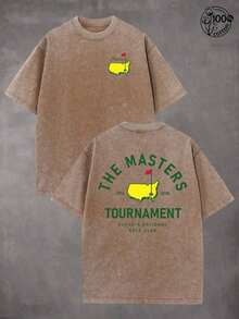 Creative And Versatile, "THE MASTERS" Golf Pattern, Golf Shirt, Men's And Women's T-Shirts, 230G Wash Cotton High-Quality Cotton Printed T-Shirts, Suitable For Street Retro And Outdoor Sports And Leisure, Style Outfit, Ball Sports T-Shirts, Perfect Gifts. - Cà phê nâu - Xem 6
