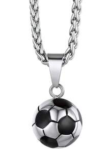 Richsteel 3D/Basketball/Soccer/Baseball Ball Boxing Glove Cool Pendant Men, 316L Stainless Steel Sneaker Chain,Sport Fan Jewelry - 03-鋼鐵足球 - 查看 1