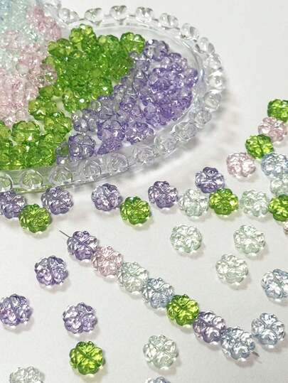 New Ice Transparent Light Colored Four Leaf Clover DIY Handmade Beads, Bead Separation Accessories, Earrings, Hairpins, Hand String Headwear Materials