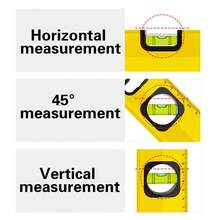 3Pcs Magnetic Aluminium Spirit Level Set, Multi Size Measuring Level Tools With Pencil For Construction & Home Use - Multicolor - View 4