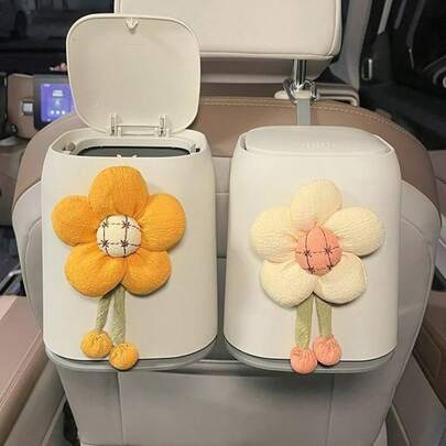2025新款花纹汽车垃圾桶，可爱女士前排座椅储物箱，防水后排座椅垃圾桶及收纳整理器，多功能材质，时尚汽车内饰收纳垃圾桶，多用途汽车垃圾桶，防漏垃圾桶，便捷清洁工具，易于清洁的汽车垃圾桶，车内垃圾桶