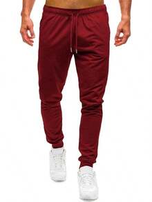 SHENDY Vendy Pantalones Jogger Pants Deportivos Comodos para Hombre con Bolsillo y Cordones - Burdeos - Ver 1