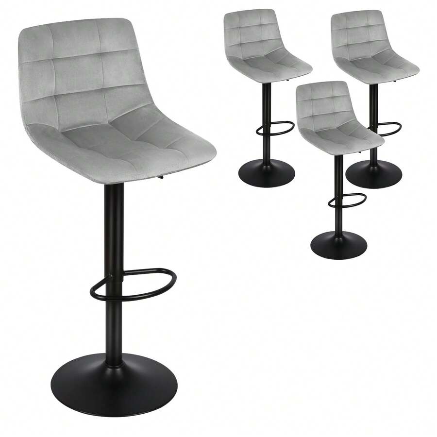 Tabouret de Bar Scandinave - Lot de 2/Lot de 4 - Chaises de Bar - Chaise Hauteur - Hauteur réglable - Tabourets de Bistro - Capacité de charge 120kg - Gris pâle - Voir 1
