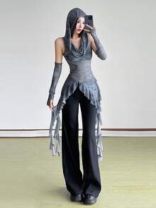 Áo lưới trùm đầu không tay màu trơn thời trang dạo phố Dazzle - Xám - Xem 3