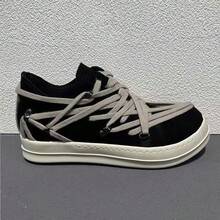 Spring And Autumn New Style Crazy Lace-Up White Versatile Couple Style Lace-Up Genuine Leather Elegant Women's Sneakers Men's Sneakers - 黑色--磨砂牛皮 - 查看 1