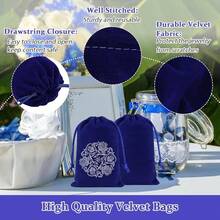 2025Shintop 20pcs Velvet Bags With Drawstrings, 4x6inch Gift Bags Black Velvet Jewelry Pouches For Dice Wedding Party Favor - 藍色 - 查看 3