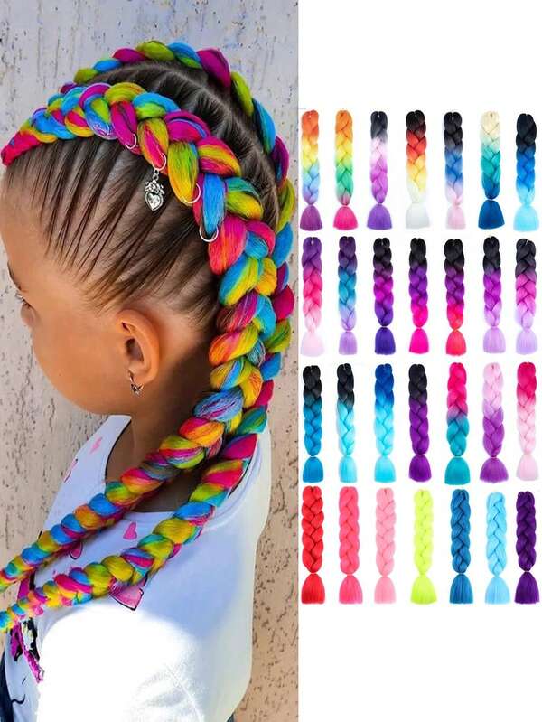 24 Inches Synthetic Fiber Jumbo Braided Hair Extensions, Synthetic Fiber Braided Hair, Suitable For Party Or Daily Wear