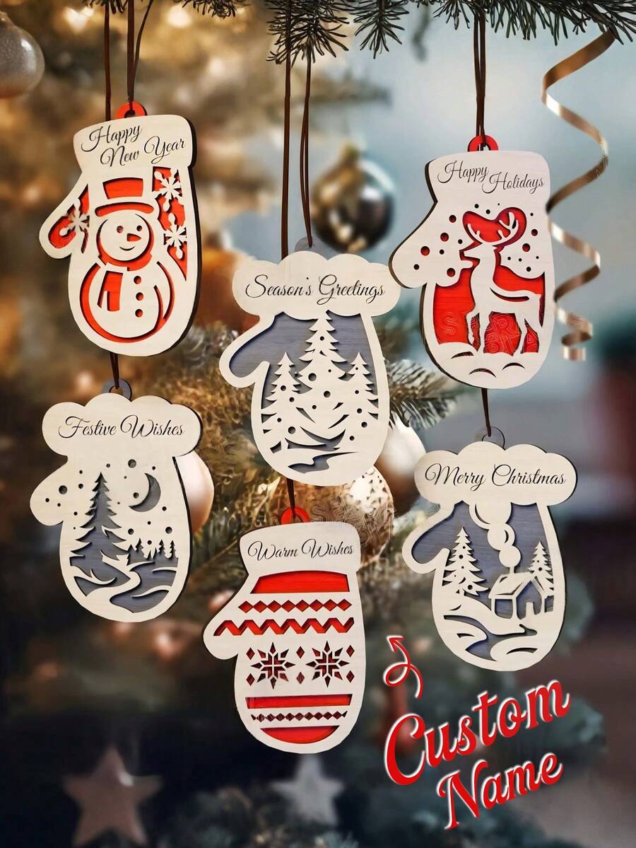 1 pezzo Ornamento natalizio personalizzato a doppio strato con nome, Calza di Natale - Ornamento natalizio personalizzato con nome 2025, Ornamenti per alberi di Natale, Decorazioni natalizie, Regali di Natale per mamma, papà, animali domestici, amici, regali per donne, amicizia, Ornamento natalizio personalizzato per famiglia