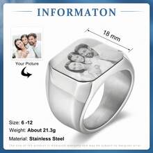 1PC Personalized Portrait Memorial Jewelry,Engraved Photo Ring,Photo Engraved Ring,Personalized Picture Ring
