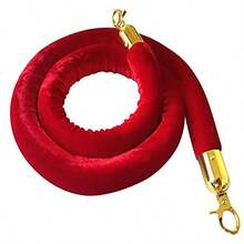 Black Velvet Stanchion Rope Crowd Control Rope Barrier With Gold Color Plated Hooks, 60 - Inch 5 Feet - 5 Foot Red - View 2