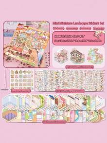 100 件/盒 50 种设计微型风景贴纸,缓解压力 3D 分层小房子 DIY 工艺贴纸材料 - 彩色 - 查看 17