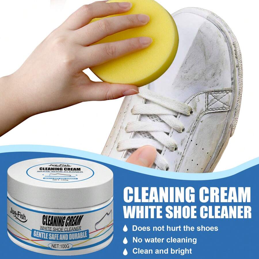 100g White Shoe Cleaning Cream, Powerful Stain Removal, Deep Cleansing, Multi-Functional & All-Purpose, Durable