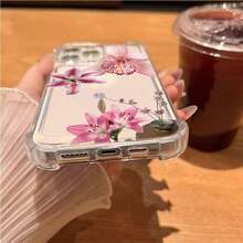 Transparente Fundas Para Iphone TPU Compatible Con IPhone 16/16/16Pro/16Plus/15/15ProMax/15Pro/14/13/12/11, MOTO G22 -G53, OPPO A17-A78, Infinix Hot50I SMART6 7 8, Redmi13/14c Honor400 Galaxy S22 S23 S24, Diseño Del Lirio Rosa, Funda Suave Creativa Y Premium, Resistente Al Agua, A Los Golpes Y A Los Arañazos - transparente - Ver 6