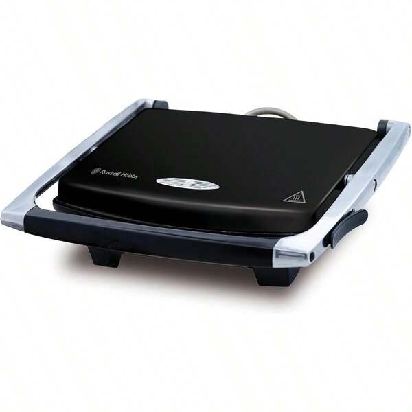 Sandwich Press RHSP801BLK 2100W Fast Heatup EasytoClean NonStick Flat Plates Floating Hinge For Varied Thickness Lid Lock Black