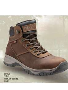 Botas de trabajo piel crazy café, senderismo, casual, suela antishock - Café - Ver 2