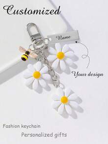 1 pieza Llavero personalizado de flor de cerezo de metal con lazo, diseño ligero y elegante de flor de cerezo con etiqueta accesorio, adecuado para bolso, llaves de coche, regalos de pareja y vacaciones, regalos personalizados