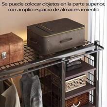 Armario Plegable con Cortinas y Ruedas - Clóset Perchero Portátil para Ropa, Guardaropa de Lona y Metal para Lavandería, Dormitorio, Oficina - Fácil Instalación - 160, Negro - Negro - Ver 7