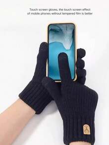 1 Par de Luvas de Malha Quentes de Inverno para Homens, com Dupla Camada e Pontas dos Dedos Compatíveis com Tela de Toque, para Festas, Direção, Corrida, Jogos de Celular e Atividades Diárias, Acessórios de Halloween, Luvas de Inverno, Luvas de Neve