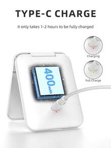 可充电口袋镜，双面2倍放大化妆镜，三色灯光，可调光，小巧钱包镜，带灯旅行镜，女士礼物 - 白色 - 查看 7