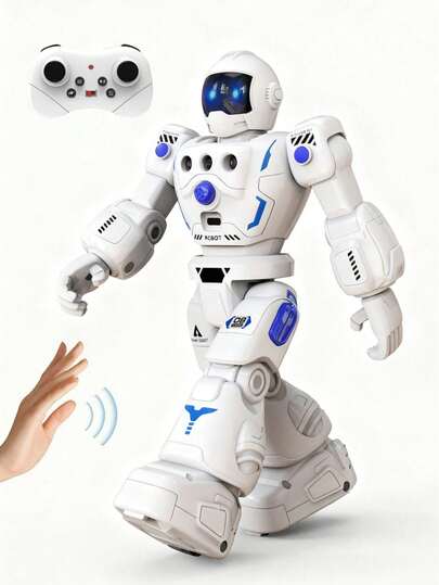 1pc Programmable Remote Control Robot Toy, Capable Of Walking, Sliding, Singing, Dancing, Automatic Demonstration, Storytelling, Self-Programming, Sensor Mode, Rechargeable, Suitable For Children Ages 3-6, Great Gift For Boys And Girls On Christmas, Halloween, Easter, Birthday, New Year