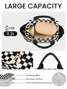 12L Unisex Large Capacity Corduroy Insulated Lunch Bag,Eusable Insulated Lunch Box, Multifunctional Soft Leak-Proof Lunch Tote Bags Unisex Cooler Bag With Zipper,Lunch Box For Work, Picnic Or Travel Back To School Lunch Kit School Stuff For School Lunch Box Bag Home Essentials Back To School Supplies,Gifts For Teachers, Friends And Family,Back To School