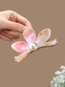 Swim Mod 1/3pcs Vintage Floral Oil Painting Texture Faux Pearl Hair Clips, Chic Hair Claw Suitable For Women & Girls Hair Accessories Fashion Hair Claw Clips Autumn Accessories Fall Hair Clutch Flower Clip Winter For Vacation Outfits Woman - Multicolor - View 18