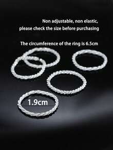 1-5pcs Shiny Gypsophila Ring Set, Women Shimmery Rings Closed Super Glitter Chain Rings